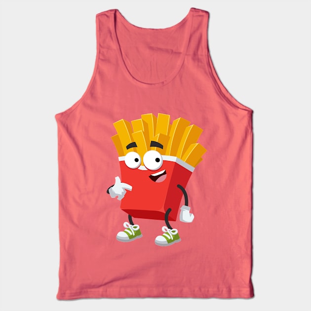 cartoon paper packaging french fries mascot showing himself Tank Top by VizRad